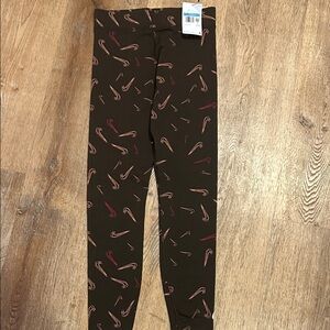 NWT Nike Women’s medium Leggings in Brown with Pink Swooshes